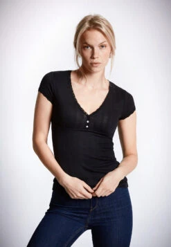 Schiesser Shirt Short Sleeve Black - Revival Agathe