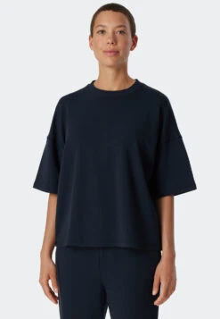 Schiesser Shirt Short-sleeved Tencel Sustainable Oversized Dark Blue - Mix+Relax -Uni Style Shop shirt kurzarm tencel nachhaltig oversized dunkelblau mix relax 178570 803 detail2