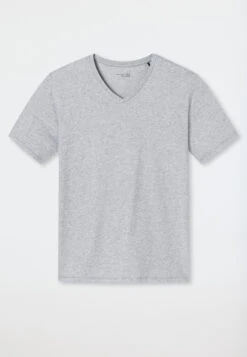 Schiesser Shirt Short-sleeve V-neck Heather Grey - Mix + Relax 7 Schiesser Shirt Short-sleeve V-neck Heather Grey - Mix + Relax -Uni Style Shop shirt kurzarm v ausschnitt grau meliert mix relax 1 169872 202 detail1