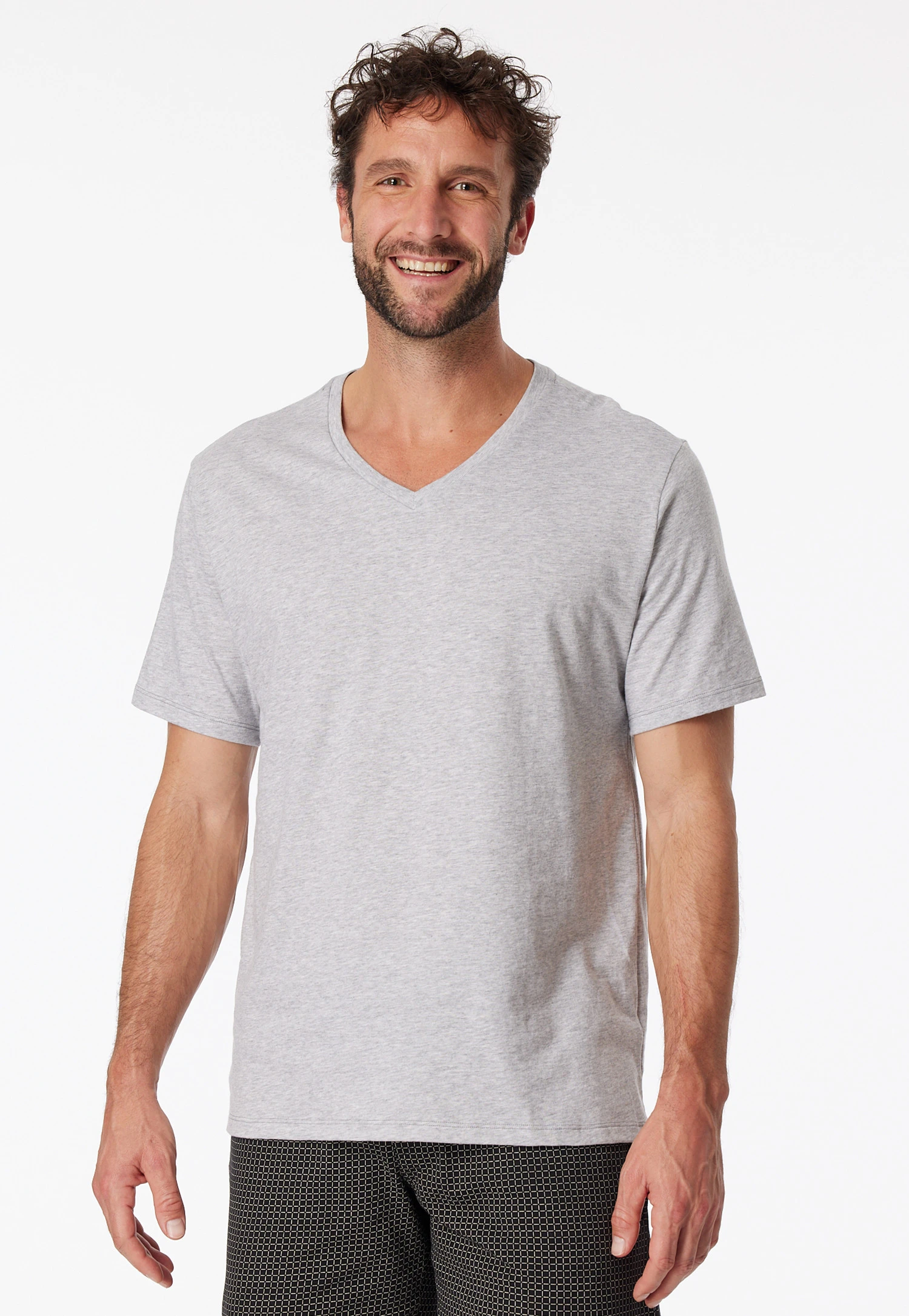 Schiesser Shirt Short-sleeve V-neck Heather Grey - Mix + Relax 2 Schiesser Shirt Short-sleeve V-neck Heather Grey - Mix + Relax - Image 2