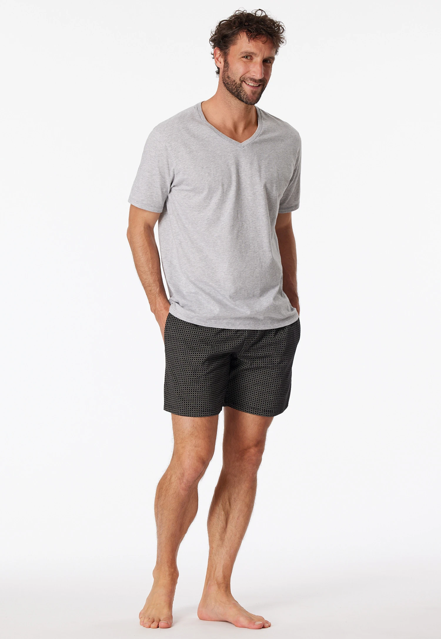 Schiesser Shirt Short-sleeve V-neck Heather Grey - Mix + Relax 3 Schiesser Shirt Short-sleeve V-neck Heather Grey - Mix + Relax - Image 3