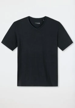 Schiesser Shirt Short-sleeved V-neck Black - Mix & Relax -Uni Style Shop shirt kurzarm v ausschnitt schwarz mix relax 163843 000 detail1