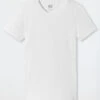 Schiesser Short-sleeved Shirt With V Neckline, White - Long Life Cotton