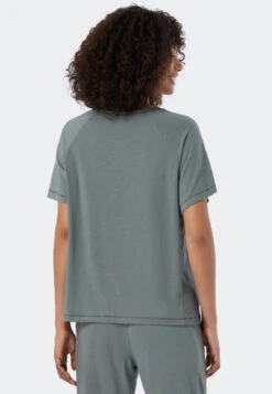 Schiesser Shirt Short-sleeved Viscose Oversized Jade - Mix & Relax