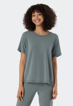 Schiesser Shirt Short-sleeved Viscose Oversized Jade - Mix & Relax -Uni Style Shop shirt kurzarm viskose oversized jade mix relax 175043 713 detail2