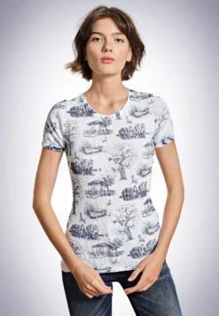 Schiesser Short-sleeved Shirt White-blue - Revival Greta -Uni Style Shop shirt kurzarm weiss blau revival greta 174035 100 detail2