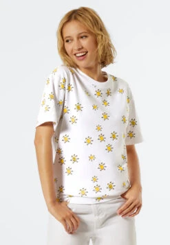 Schiesser Shirt Short-sleeved White - Art Edition By Noah Becker -Uni Style Shop shirt kurzarm weiss noah becker 177234 100 front