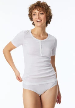 Schiesser Shirt Short Sleeve White - Revival Berta -Uni Style Shop shirt kurzarm weiss revival berta 170735 100 front