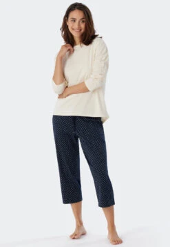 Schiesser T-shirt Long-sleeved Cream - Mix+Relax -Uni Style Shop shirt langarm creme mix relax 179273 408 front