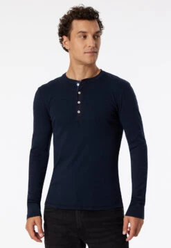 Schiesser Long-sleeved Shirt Dark Blue - Revival Karl-Heinz