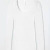 Schiesser Shirt Long Sleeve Fine Rib Crew Neck Spencer White - Luxury