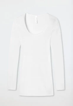 Schiesser Shirt Long Sleeve Fine Rib Crew Neck Spencer White - Luxury