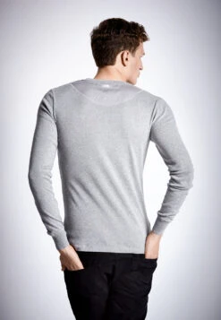 Schiesser Long-sleeved Shirt In Heather Gray - Revival Karl-Heinz -Uni Style Shop shirt langarm grau meliert revival karl heinz 2 160096 202 back