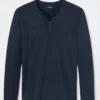 Schiesser Long-sleeved Shirt Button Placket Dark Blue - Mix & Relax