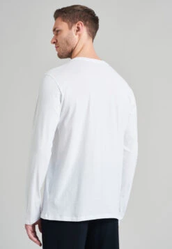 Schiesser Shirt Long-sleeved Jersey Button Placket White - Mix + Relax -Uni Style Shop shirt langarm jersey knopfleiste weiss mix relax 163837 100 back