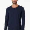 Schiesser Long-sleeved Shirt Crew Neck Dark Blue - Mix & Relax Cotton