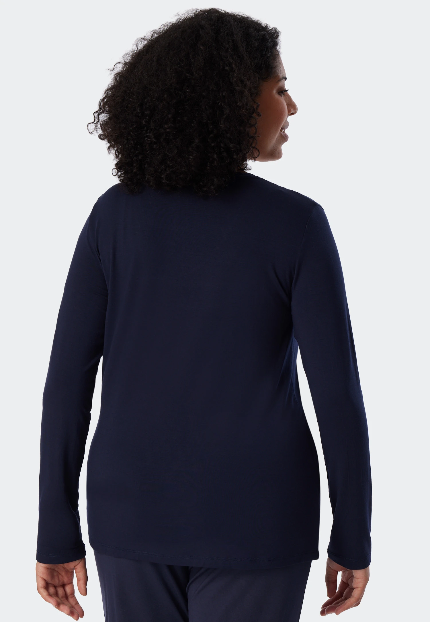 Schiesser Shirt Long-sleeved Modal V-neck Blue - Mix & Relax 5 Schiesser Shirt Long-sleeved Modal V-neck Blue - Mix & Relax - Image 5