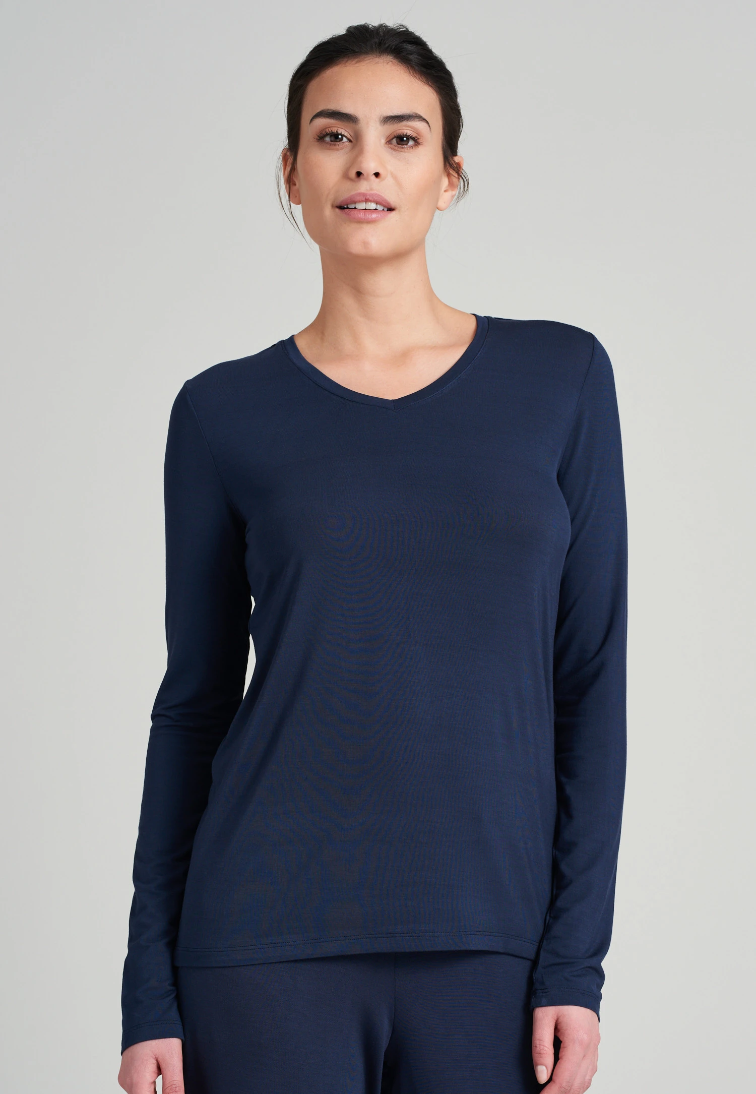 Schiesser Shirt Long-sleeved Modal V-neck Blue - Mix & Relax 3 Schiesser Shirt Long-sleeved Modal V-neck Blue - Mix & Relax - Image 3