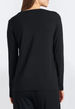 Schiesser Shirt Long-sleeved Modal V-neck Button Placket Black - Mix & Relax -Uni Style Shop shirt langarm modal v ausschnitt knopfleiste schwarz mix relax 175478 000 back