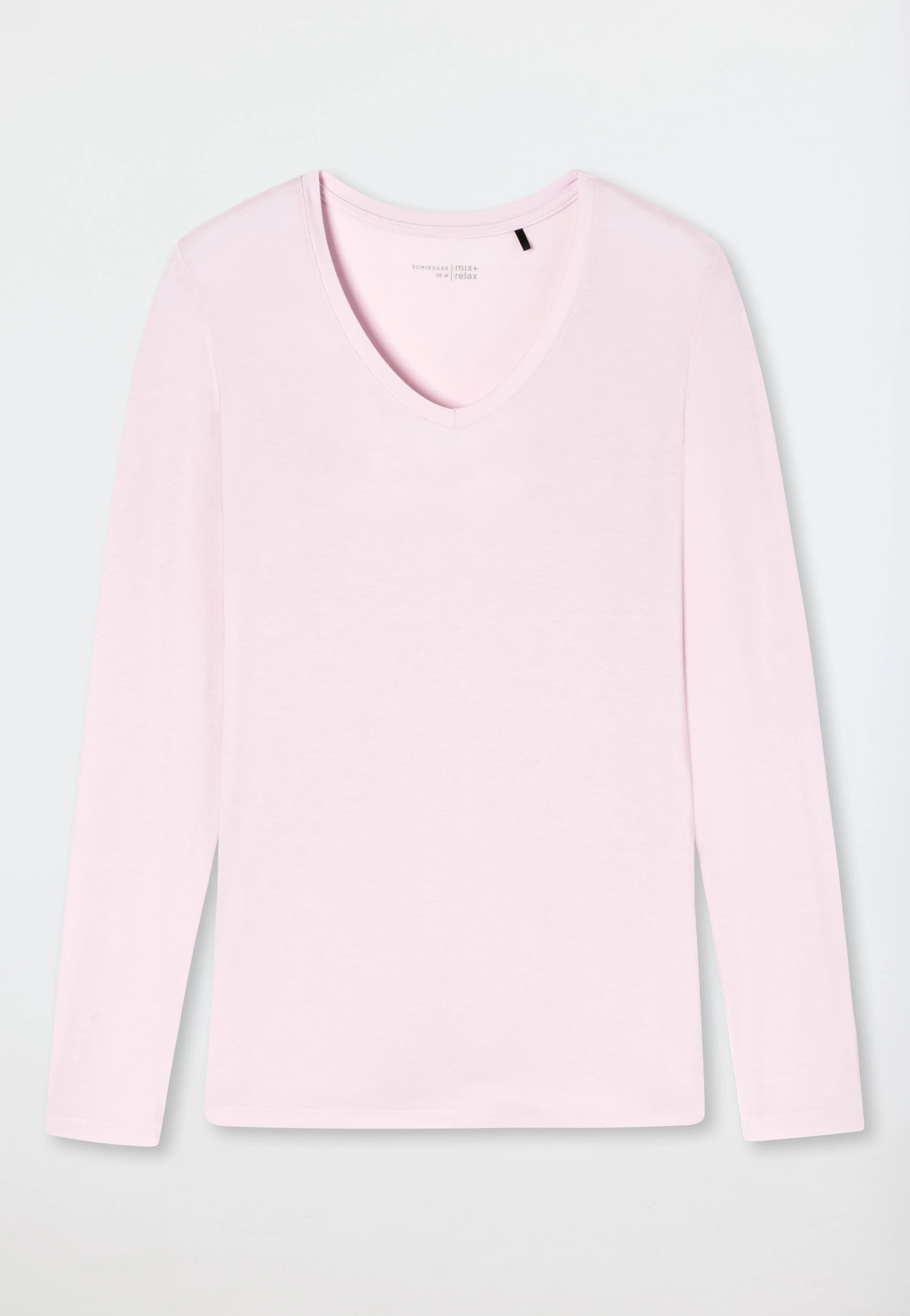 Schiesser Shirt Long-sleeved Modal V-neck Powder Pink - Mix+Relax 2 Schiesser Shirt Long-sleeved Modal V-neck Powder Pink - Mix+Relax - Image 2