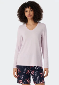 Schiesser Shirt Long-sleeved Modal V-neck Powder Pink - Mix+Relax 7 Schiesser Shirt Long-sleeved Modal V-neck Powder Pink - Mix+Relax -Uni Style Shop shirt langarm modal v ausschnitt powder pink mix relax 175477 534 detail2