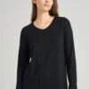 Schiesser Shirt Long-sleeved Modal V-neck Black - Mix & Relax