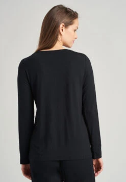 Schiesser Shirt Long-sleeved Modal V-neck Black - Mix & Relax -Uni Style Shop shirt langarm modal v ausschnitt schwarz mix relax 175477 000 detail4