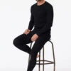 Schiesser Shirt Long-sleeved Organic Cotton Crew Neck Black - 95/5
