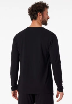 Schiesser Long-sleeved Shirt V-neck Black - Mix + Relax -Uni Style Shop shirt langarm v ausschnitt schwarz mix relax 163846 000 back