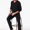 Schiesser Long-sleeved Shirt V-neck Black - Mix + Relax
