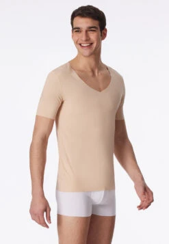 Schiesser Interlock Seamless Short-sleeved Shirt With V-neck Clay - Laser Cut