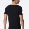 Schiesser Shirt Interlock Seamless Short-sleeved V-neck Black Laser Cut