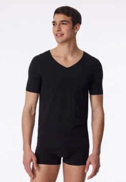 Schiesser Shirt Interlock Seamless Short-sleeved V-neck Black Laser Cut -Uni Style Shop shirtinterlockseamlesskurzarmvausschnittschwarzlasercut1 173252 000 detail2