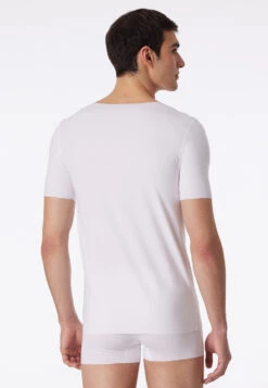 Schiesser Shirt Interlock Seamless Short Sleeve V-neck White - Laser Cut -Uni Style Shop shirtinterlockseamlesskurzarmvausschnittweisslasercut 173252 100 back