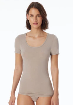 Schiesser Brown Short-sleeved Shirt - Personal Fit -Uni Style Shop shirtkurzarmbraunpersonalfit 155413 300 detail2