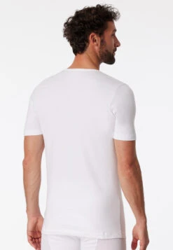 Schiesser Shirts Short-sleeved 2-pack Organic Cotton Deep V-neck White - 95/5