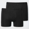 Schiesser Boxer Briefs Double Pack Organic Cotton Woven Elastic Waistband Black - 95/5