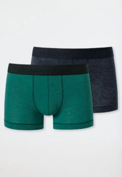 Schiesser Boxer Briefs 2-pack Viscose Stripes Black/dark Green - Personal Fit