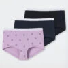 Schiesser Boyshorts 3-pack Organic Cotton Hearts Lilac/ Anthracite/ Midnight Blue - 95/5