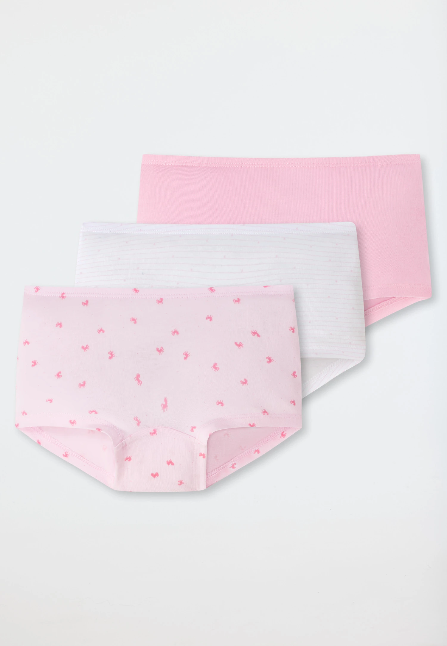 Schiesser Shorts 3-pack Organic Cotton Horse Stripes White/pink - 95/5 1 Schiesser Shorts 3-pack Organic Cotton Horse Stripes White/pink - 95/5