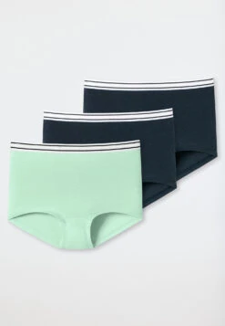 Schiesser Boyshorts 3-pack Organic Cotton Stripes Dark Blue/mint - 95/5