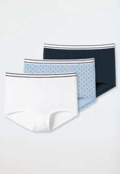 Schiesser Boyshorts 3-pack Organic Cotton Stripes Polka Dots Dark Blue/ White/ Air - 95/5