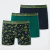 Schiesser Boxer Briefs 3-pack Organic Cotton Stripes Surfer Dark Blue/dark Green Patterned - 95/5