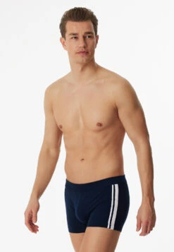 Schiesser Boxer Briefs 3-pack Organic Cotton Stripes Dark Blue - 95/5 -Uni Style Shop shorts 3er pack organic cotton streifen dunkelblau 95 5 173816 803 front
