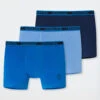 Schiesser Boxer Briefs 3-pack Organic Cotton Woven Elastic Waistband Soccer Ball Blue – 95/5