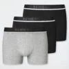 Schiesser Boxer Briefs 3-pack Organic Cotton Woven Elastic Waistband Black / Gray - 95/5
