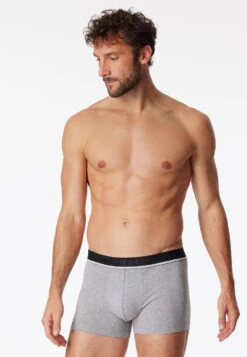 Schiesser Boxer Briefs 3-pack Organic Cotton Woven Elastic Waistband Black / Gray - 95/5 -Uni Style Shop shorts 3er pack organic cotton webgummibund schwarz grau 95 5 173986 901 front