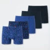 Schiesser Boxer Briefs 5-pack Organic Cotton Soft Waistband Fish Dark Blue/aqua Blue Patterned - 95/5