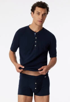 Schiesser Dark Blue Shorts - Revival Karl-Heinz 5 Schiesser Dark Blue Shorts - Revival Karl-Heinz -Uni Style Shop shorts dunkelblau revival karl heinz 1 177375 803 front