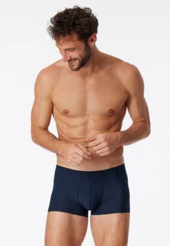 Schiesser Boxer Briefs Navy-black Striped - Long Life Soft -Uni Style Shop shorts navy schwarz gestreift long life soft 1 174646 815 front
